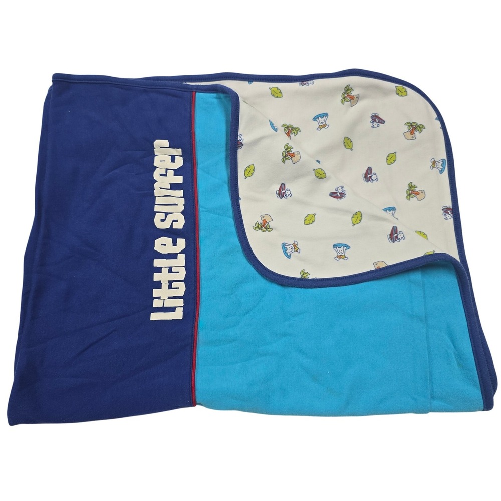 Gymboree Little Surfer Dog Baby Blanket One Size Cotton Blue Nautical 2001